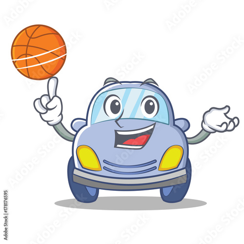 With basketball cute car character cartoon