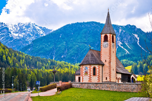 Church in the Alps near Lago di Braies photo