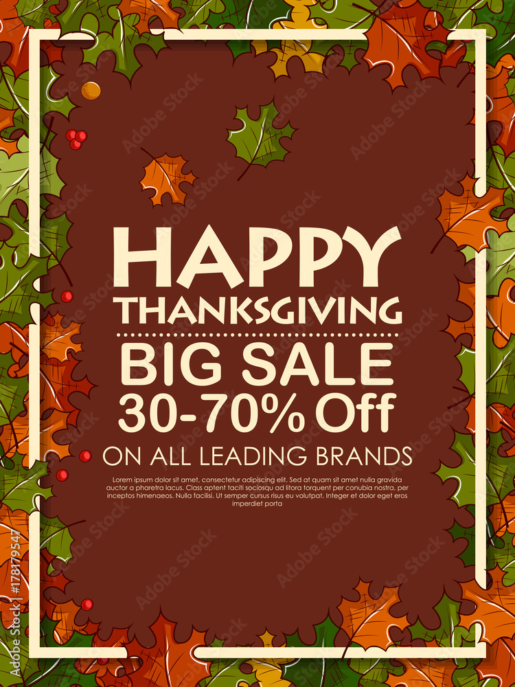 Fototapeta premium Happy Thanksgiving background with maple leaves