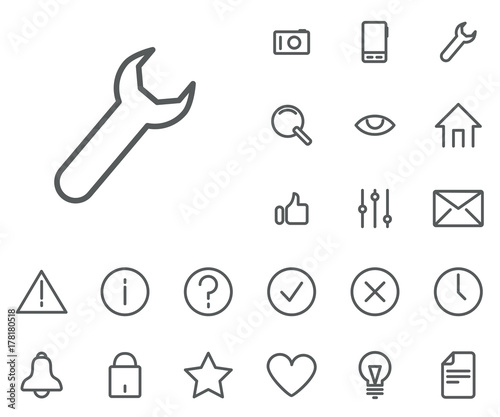 Service icon in set on the white background. Universal linear icons to use in web and mobile app.