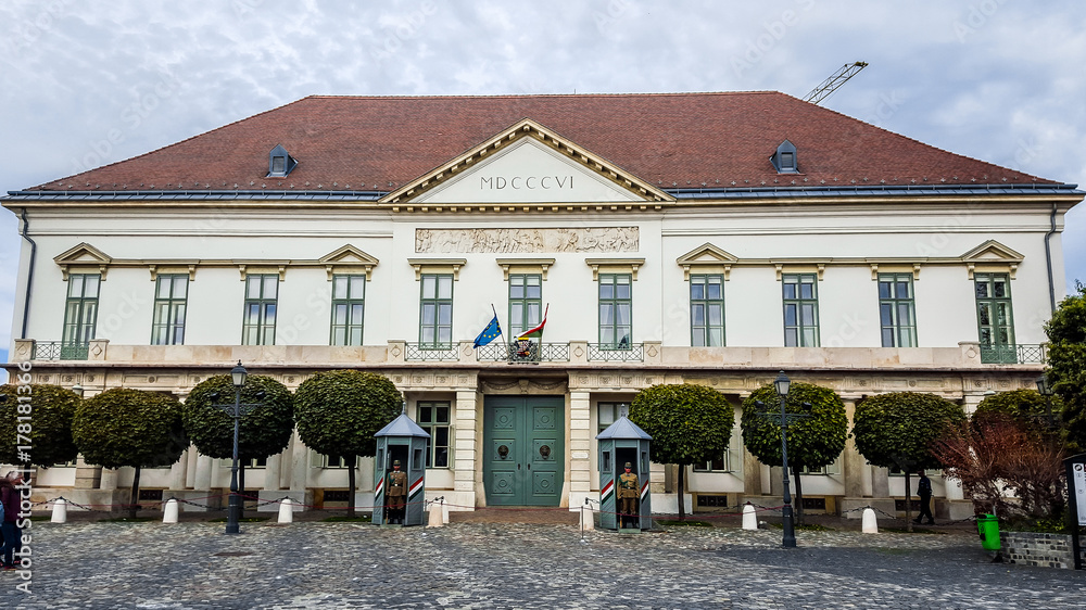 Sandor Palace - the official residence of the President of Hungary and the seat of the Office of the President. Budapest, Hungary