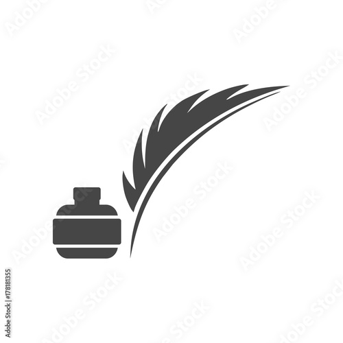 Feather with ink sign icon 