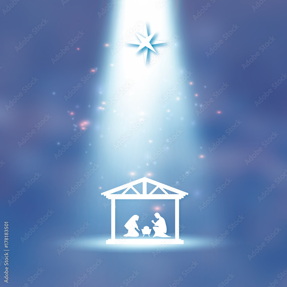 Birth of Christ. Baby Jesus in the manger. Holy Family. Magi. S ...