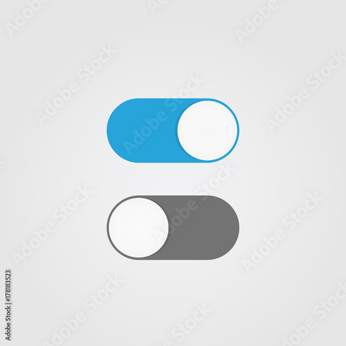 On and Off switch toggle. Simple flat icon design