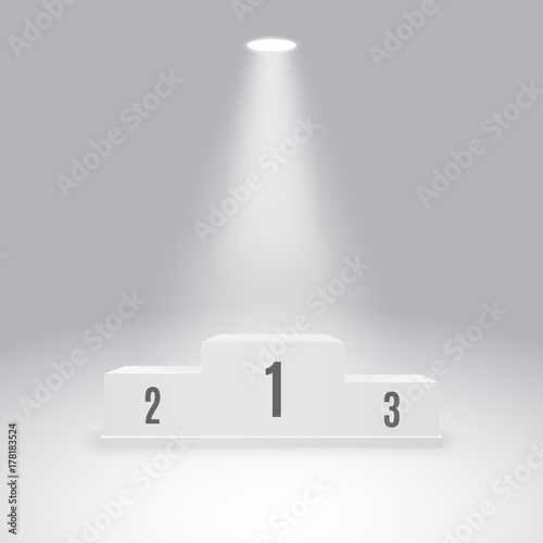 Empty winner podium with 1st, 2nd and 3rd places