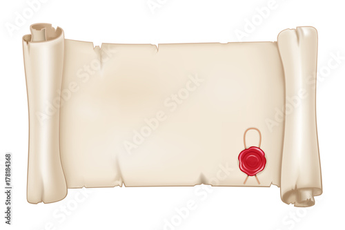 Parchment scroll with red wax seal