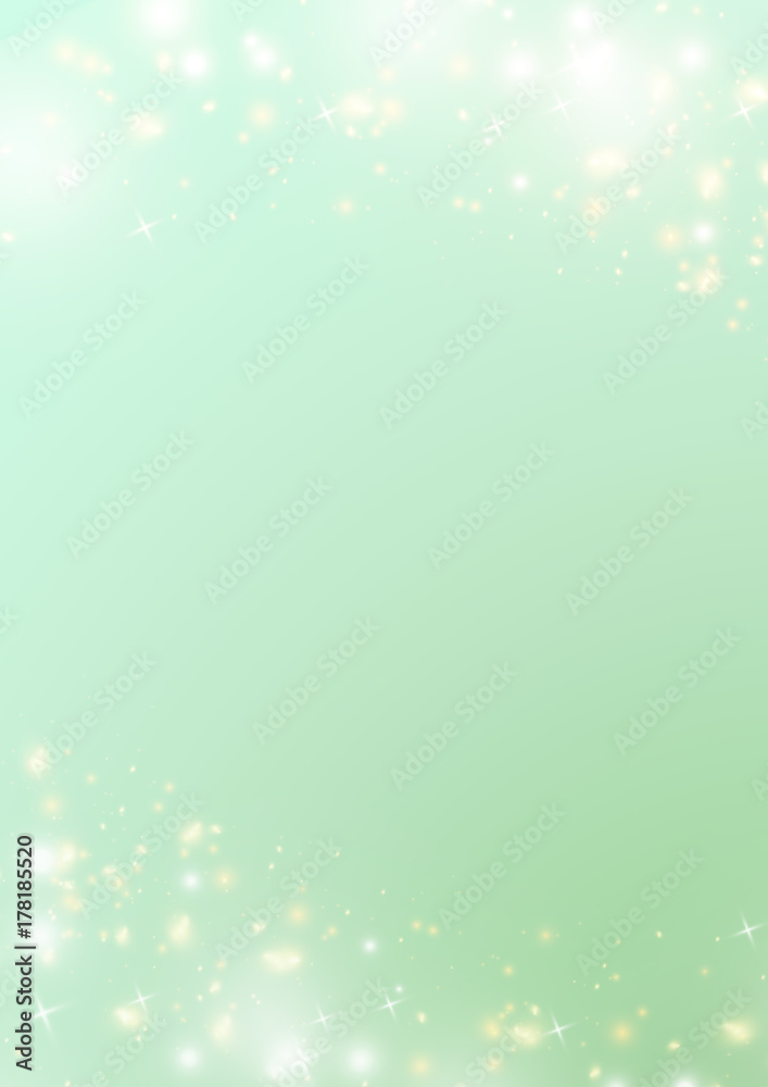 Pastel gradient green background, green bokeh star and light border Pastel gradient green background, green bokeh star and light border