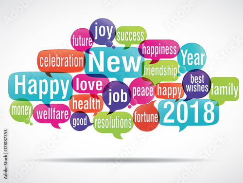 nuage de mots : happy new year 2018
