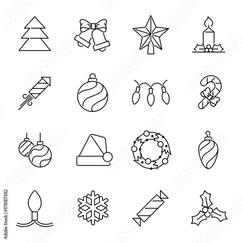 Christmas icons - Christmas tree and decorations