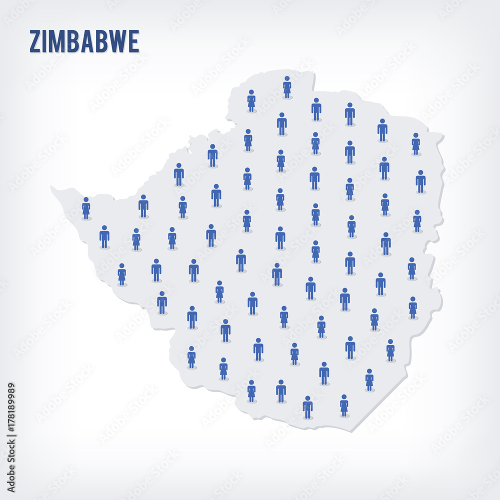 Vector people map of Zimbabwe. The concept of population. Stock Vector