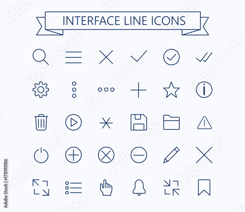  User interface line mini  icons .Editable stroke. 24 px