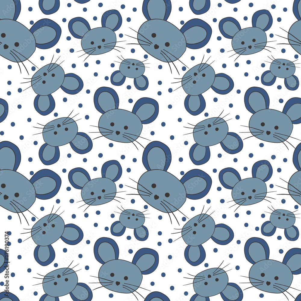 Fototapeta premium seamless pattern with cute gray mice