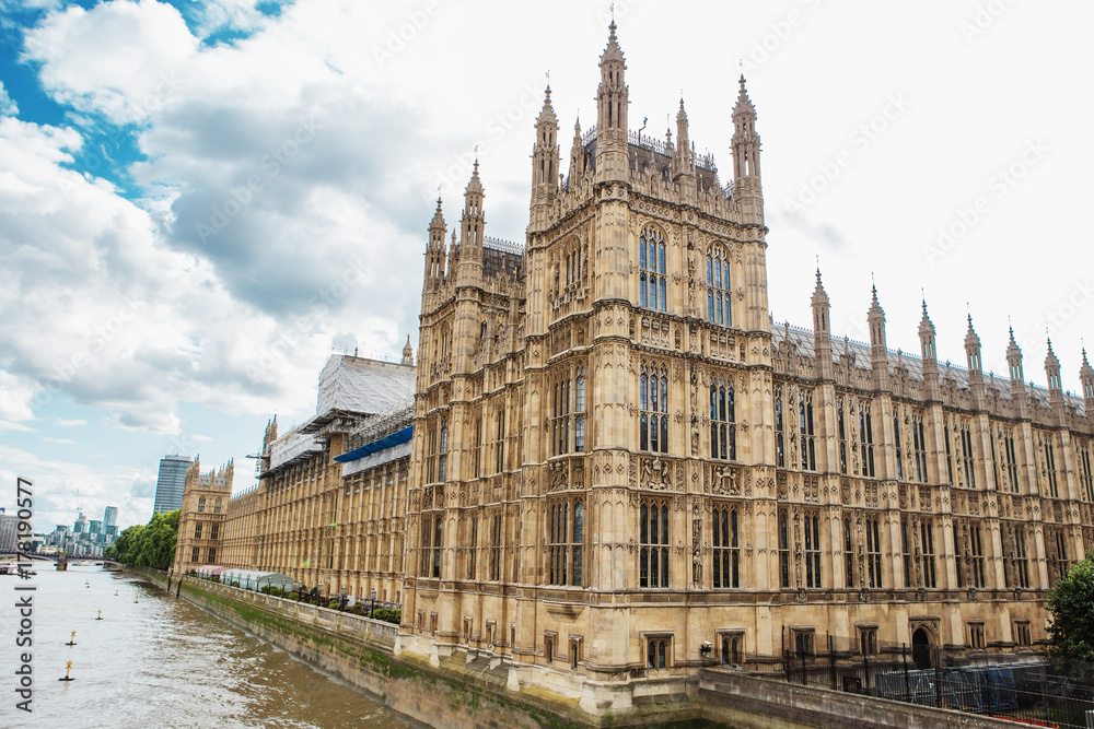 Palace of Westminster and Big Ben on restoration