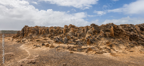 Unusual petrified forest - rock formations in Cape Bridgewater, Victoria, Australia