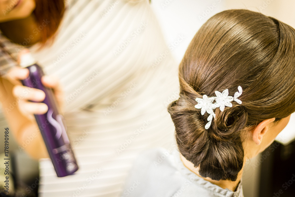 Fototapeta premium Wedding hairstyle for wedding day