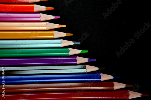 Wallpaper Mural Color pencils on black background Torontodigital.ca