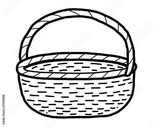 handcraft basket / cartoon vector and illustration, black and white, hand drawn, sketch style, isolated on white background.