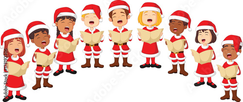 Choir girls and boys singing a song