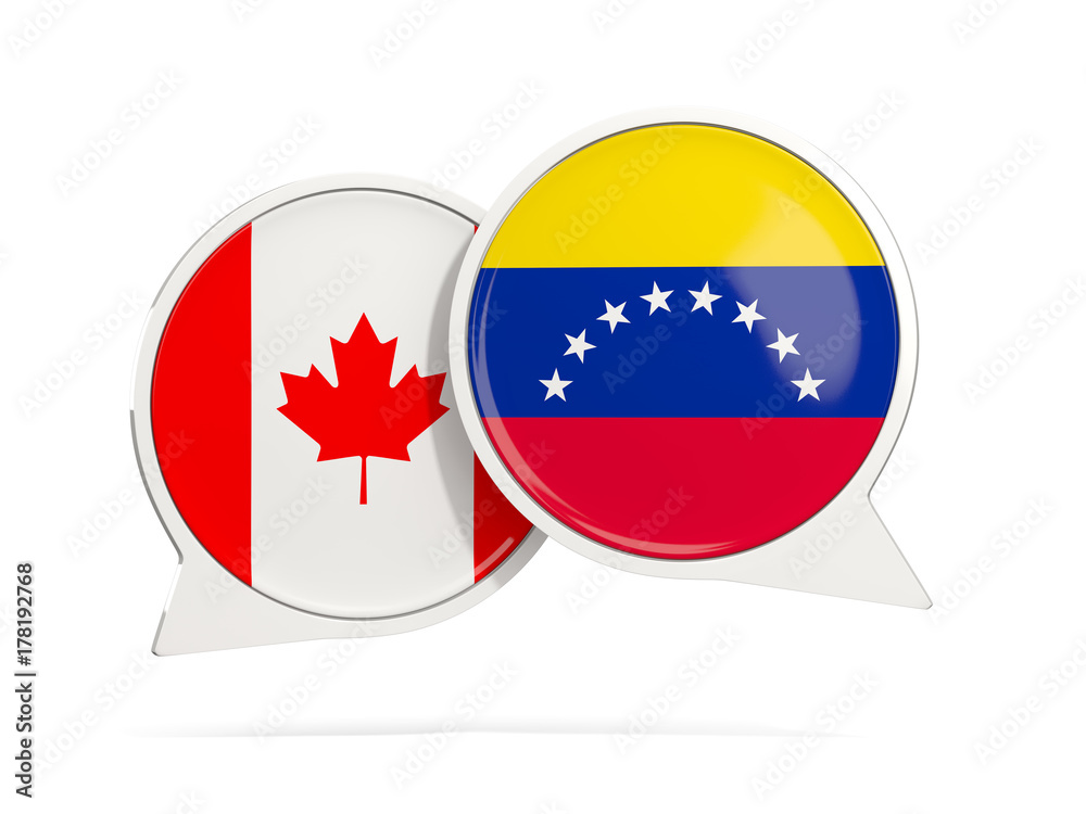 Chat bubbles of Canada and Venezuela isolated on white Chat bubbles of Canada and Venezuela isolated on white