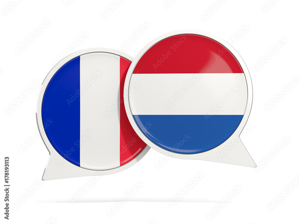 Chat bubbles of France and Netherlands isolated on white Chat bubbles of France and Netherlands isolated on white