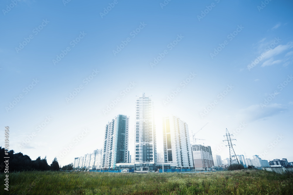 Fototapeta premium New residential house blocks, industrial buildingy