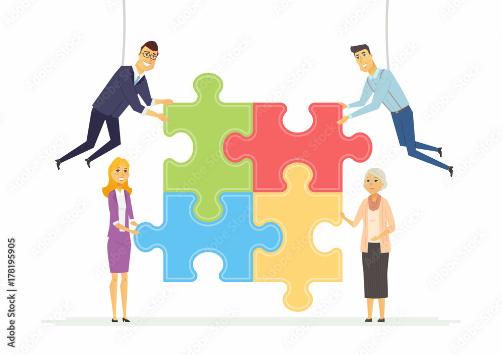Team building in a company - modern cartoon people characters illustration Team building in a company - modern cartoon people characters illustration