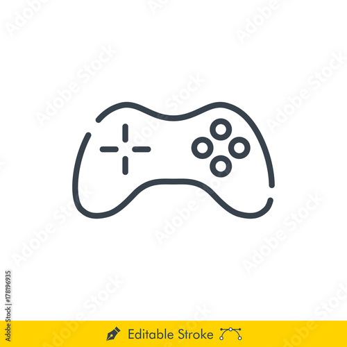 Joystick Icon / Vector - In Line / Stroke Design with Editable Stroke