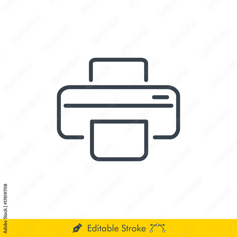 Printer Icon / Vector - In Line / Stroke Design with Editable Stroke Printer Icon / Vector - In Line / Stroke Design with Editable Stroke