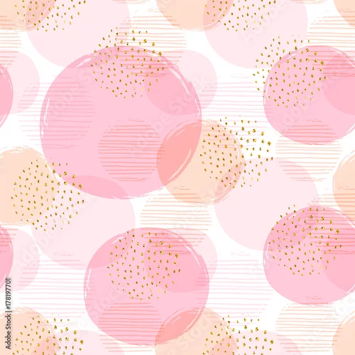 Tapety Abstrakcjonistyczny geometryczny bezszwowy wzór z różowymi okręgami.