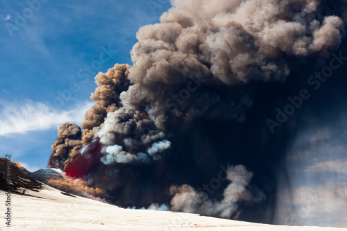 Lava and ash fallout from Etna, Nicolosi, Sicily, Italy