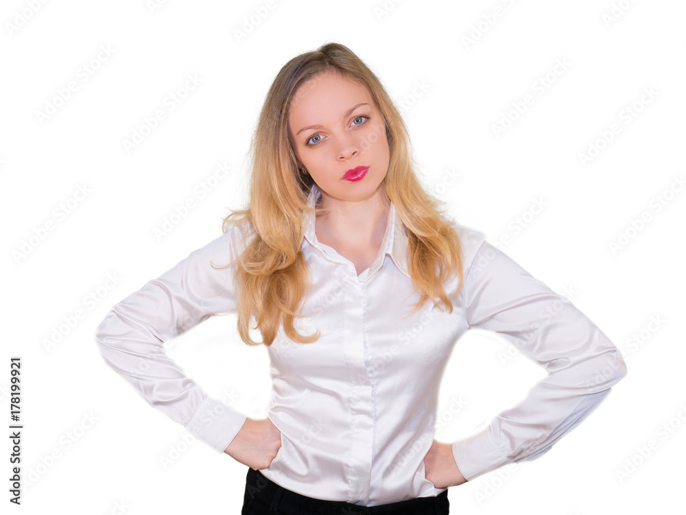 Blonde in the style business. Isolated on a white background. Mockup Blonde in the style business. Isolated on a white background. Mockup