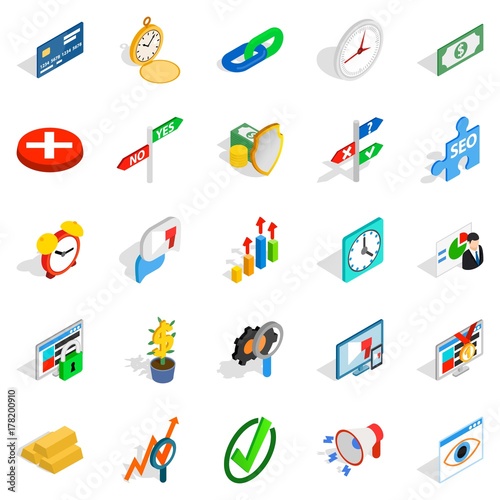 Swap icons set, isometric style