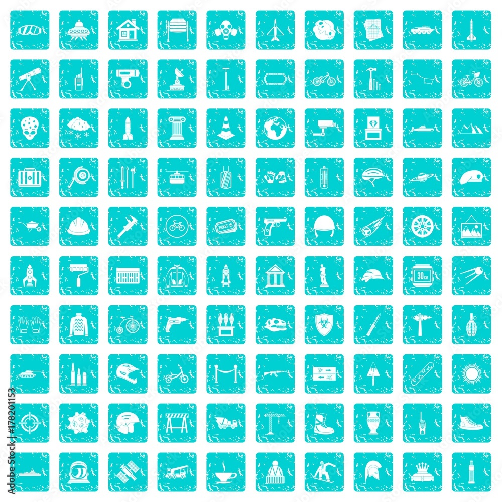 100 helmet icons set grunge blue 100 helmet icons set grunge blue