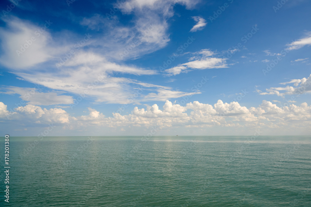 Fototapeta premium The water surface with clouds Clouds over Lake Balkhash