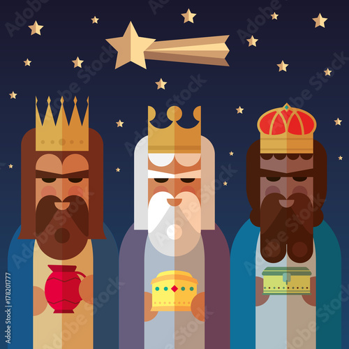 The three Kings of Orient. Wise men illustration.