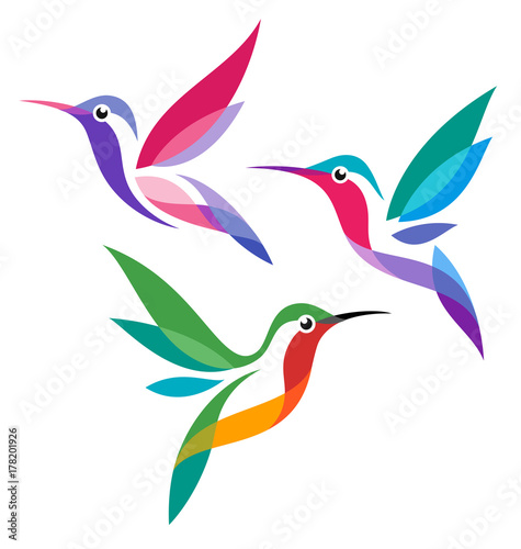 Stylized Birds - Hummingbirds