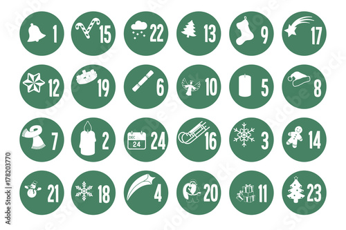 Adventskalender mit Weihnachten Objekte