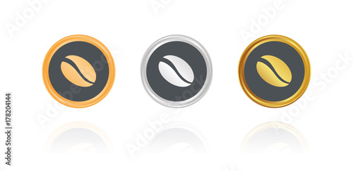 Kaffebohne - Bronze, Silber, Gold Buttons