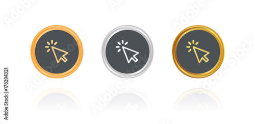 Mauszeiger klick - Bronze, Silber, Gold Buttons