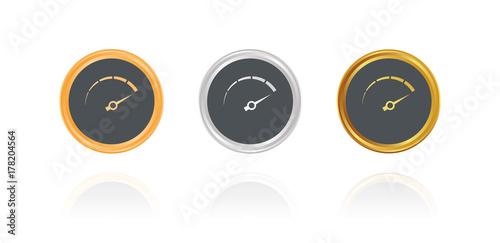 Tachometer - Bronze, Silber, Gold Buttons