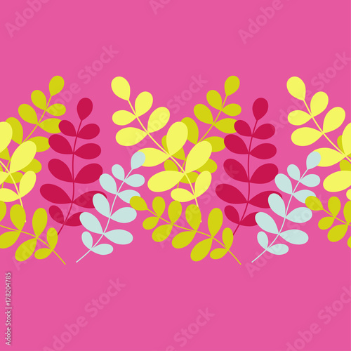 Seamless vector background with decorative branche and leaves. Pattern with plants. Textile rapport.