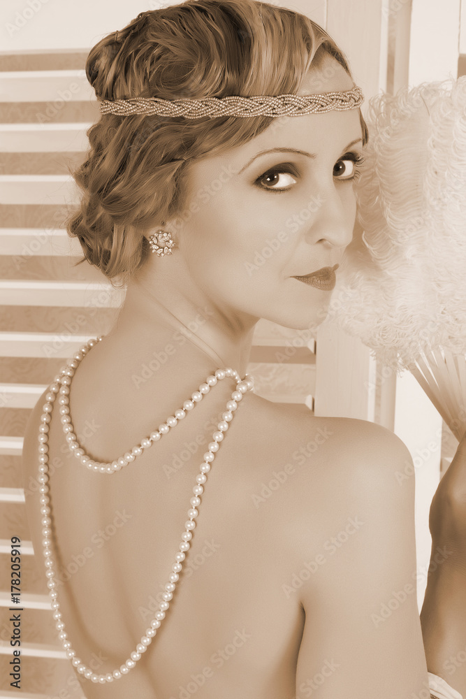 Elegant pearls on nude lady Stock Photo | Adobe Stock