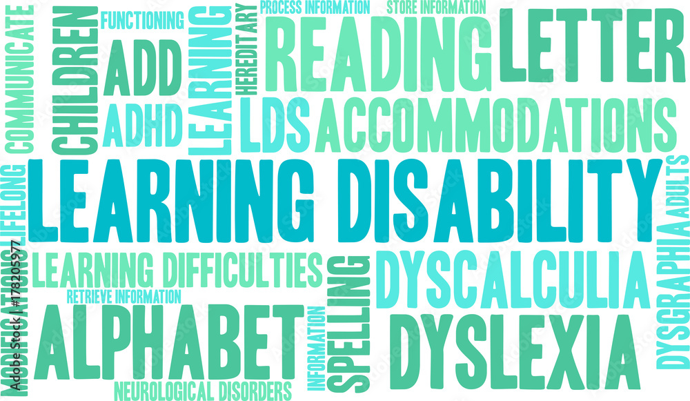 Learning Disability Word Cloud on a white background. Learning Disability Word Cloud on a white background.