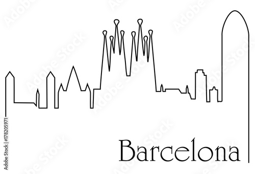 Barcelona city one line drawing background