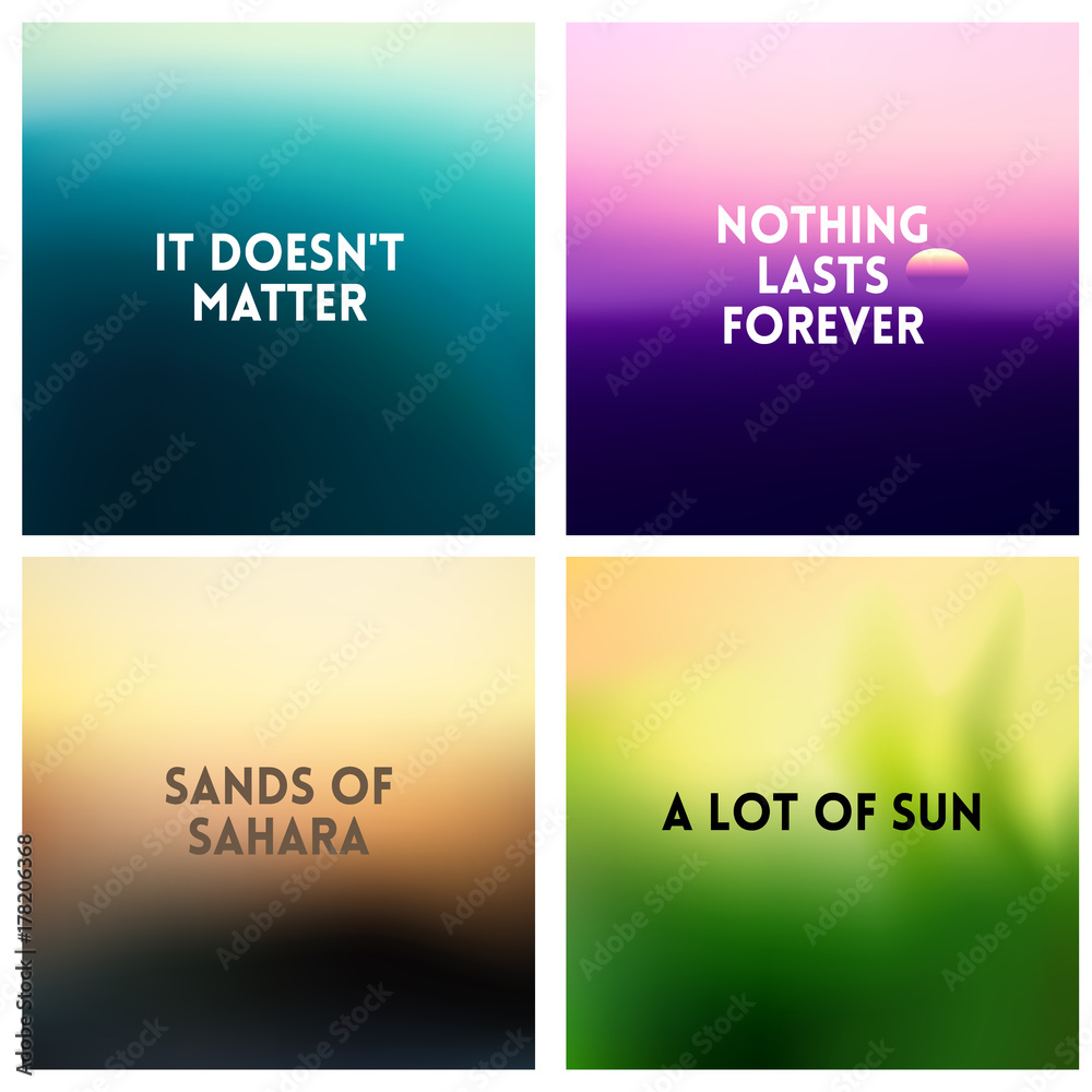 Fototapeta premium Abstract vector multicolored blurred background set. 4 colors set.