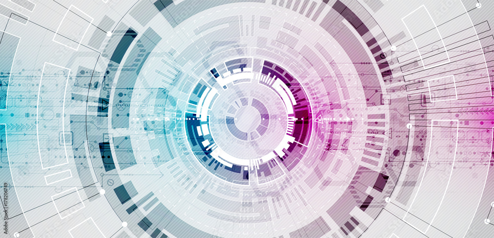 Abstract circle technology concept. Circuit board, high computer color background. Abstract circle technology concept. Circuit board, high computer color background.
