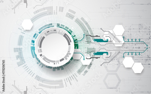 Abstract circle technology concept. Circuit board, high computer color background.