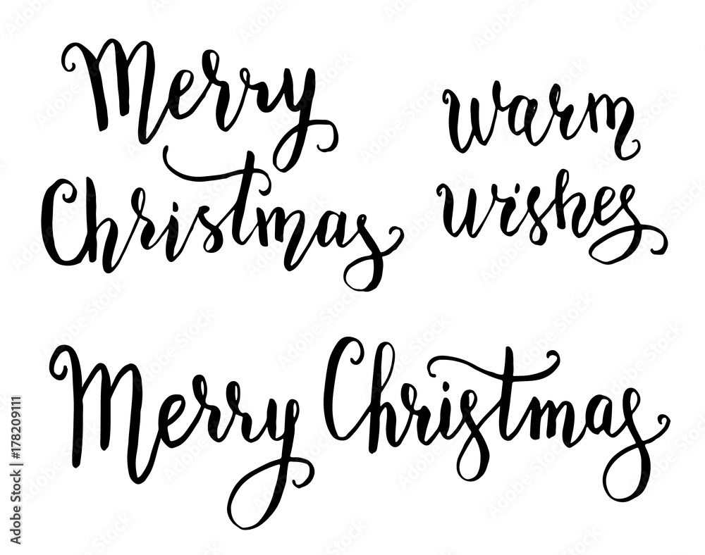 Merry Christmas and Warm wishes hand lettering quotes
