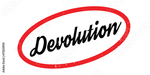 Devolution rubber stamp. Grunge design with dust scratches. Effects can be easily removed for a clean, crisp look. Color is easily changed.