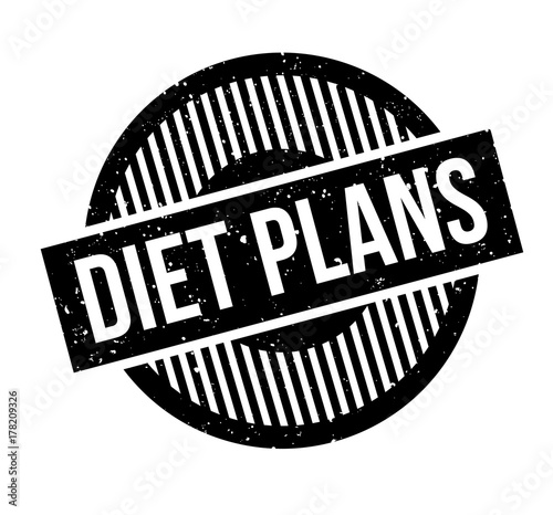 Diet Plans rubber stamp. Grunge design with dust scratches. Effects can be easily removed for a clean, crisp look. Color is easily changed.